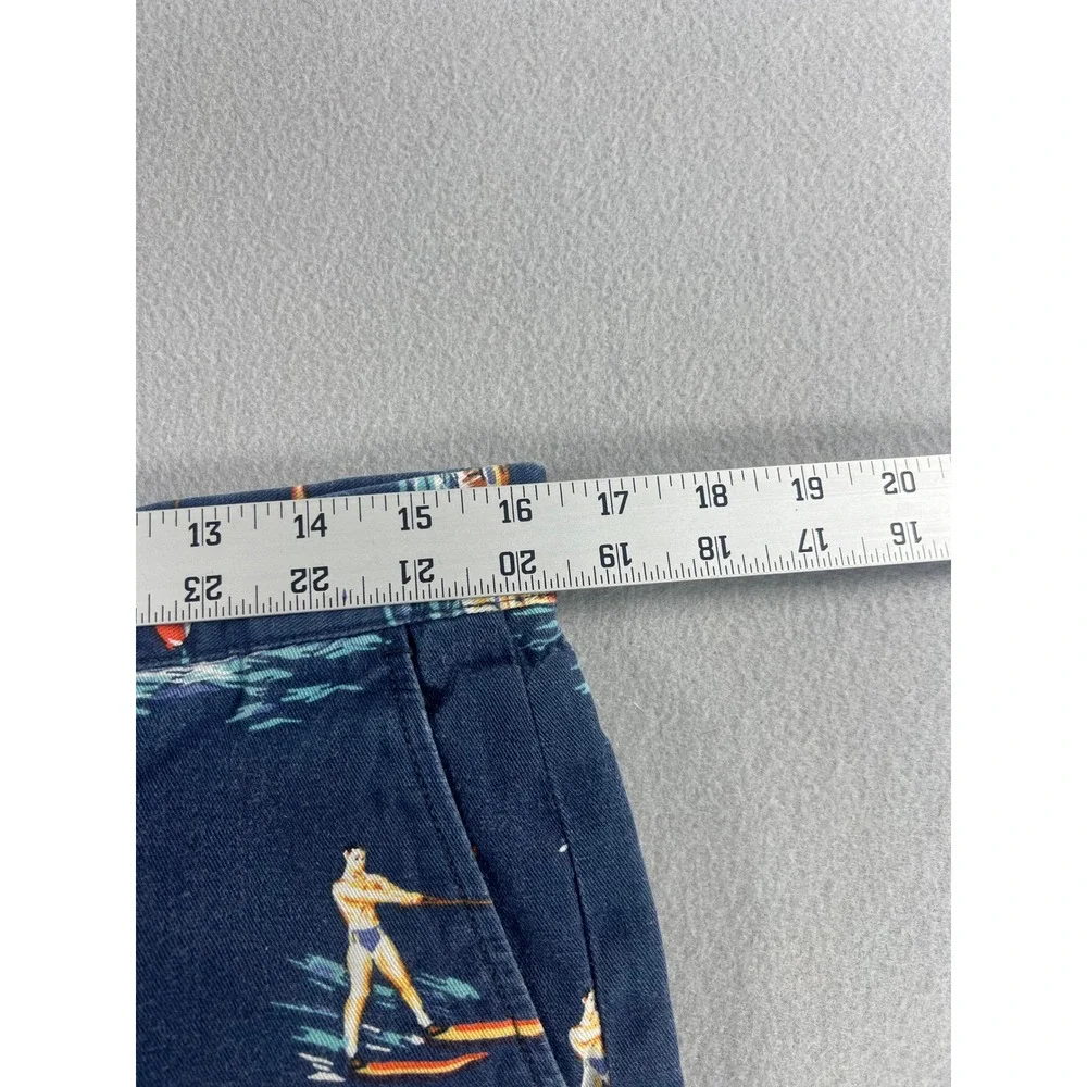 Polo Ralph Lauren Chino Shorts 33 Navy Nautical Sailboat Water Ski Linen Blend